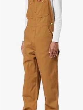 Dickies Brown Cargo Work Overalls with Red Accent